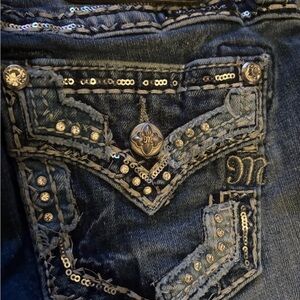 Miss Me Blue Boot Cut Jeans with Silver Accents